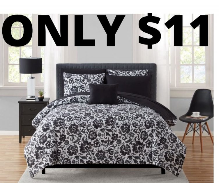 Black & White Floral 12 Piece Bed In A Bag Only $11!