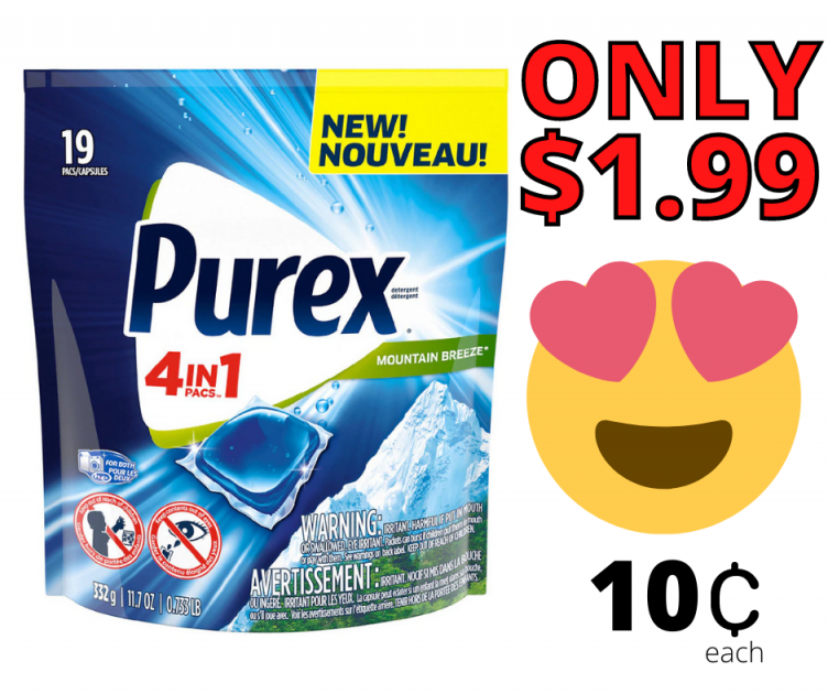 Purex 4 in 1 Laundry Detergent Pacs, 19 Count HUGE SAVINGS!