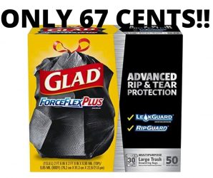 Glad Force Flex Plus 50 Count Trash Bags Only 67 Cents