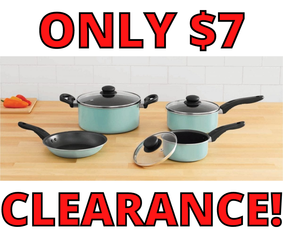 Mainstays 7PC Cookware Set in Aquifer Just $7.00 at Walmart!