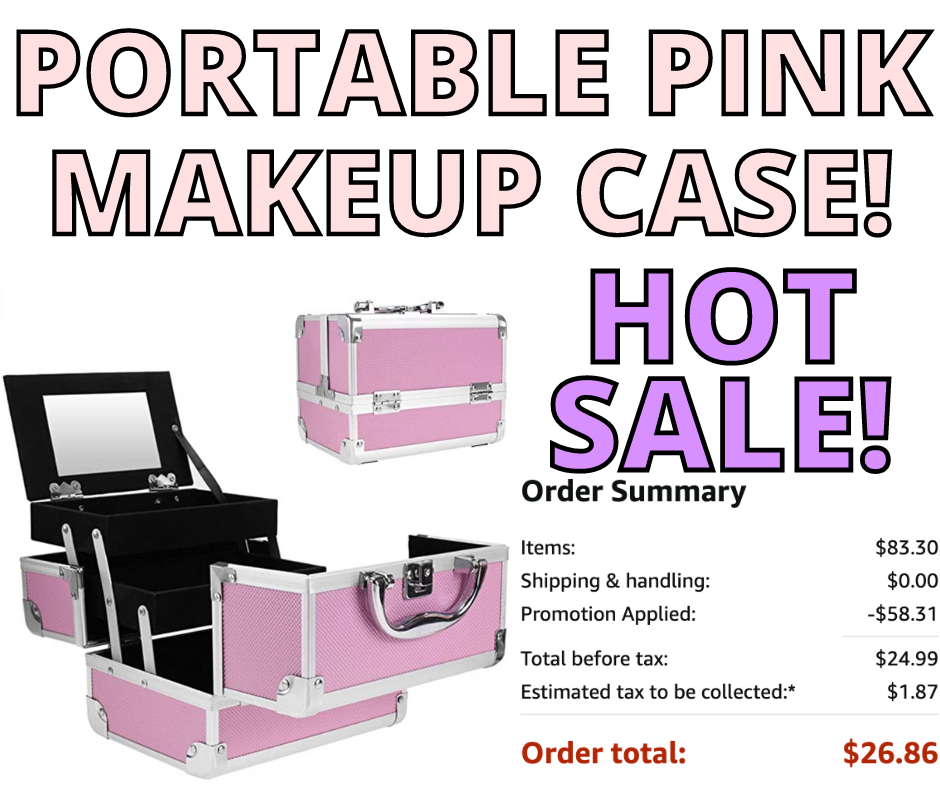 Portable Pink Makeup Case! Major Sale On Amazon!