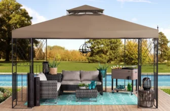 Parlay+10+ft.+x+12+ft.+Soft+Top+Gazebo+with+Khaki+2 Tier+Canopy+and+Ceiling+Hook