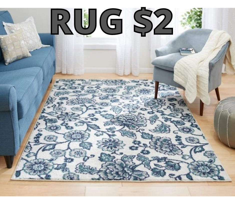 Mainstays Blue Anthea Area Rug 5 x7 ONLY $2 (REG $80)
