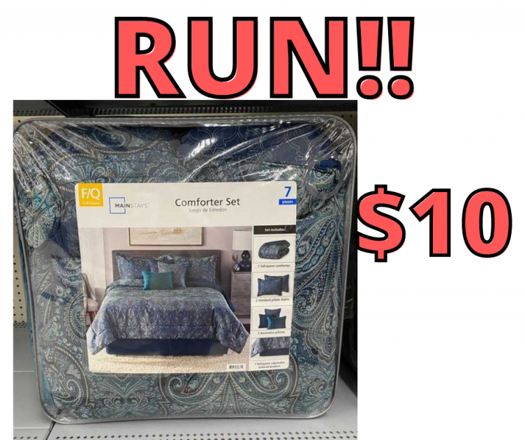 Mainstays Paisley Damask Teal 7-Piece Comforter Set Only $10.00 at Walmart!