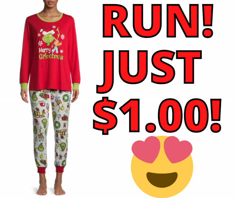 Dr. Seuss Matching Family Christmas Pajamas Grinch 2-Piece Pajama Set Just $1.00 at Walmart!