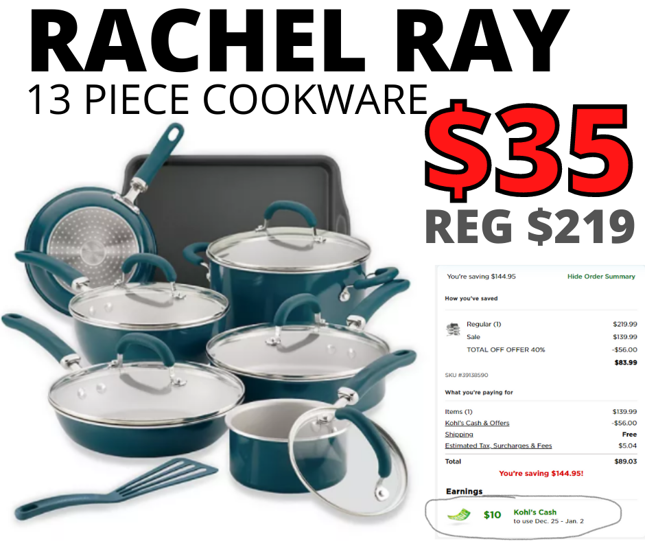 Rachel Ray 13 Pc Cookware Only $35 At Kohls!