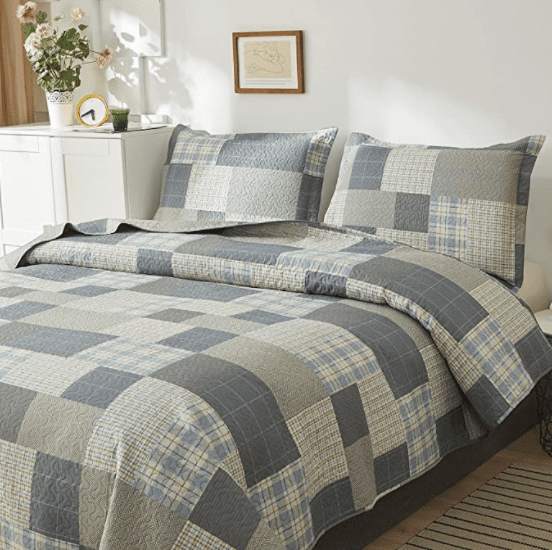 Plaid Quilt Bedding Set 75% Off With Code On Amazon!