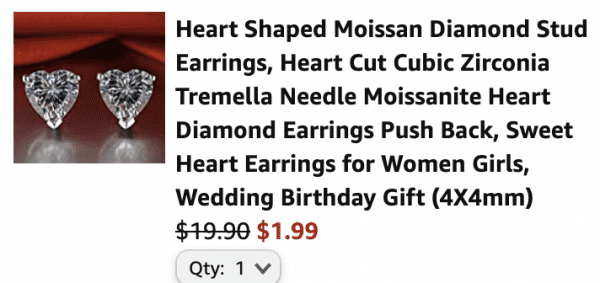 HEART SHAPED DIAMOND STUD EARRINGS! 90% OFF WITH CODE!