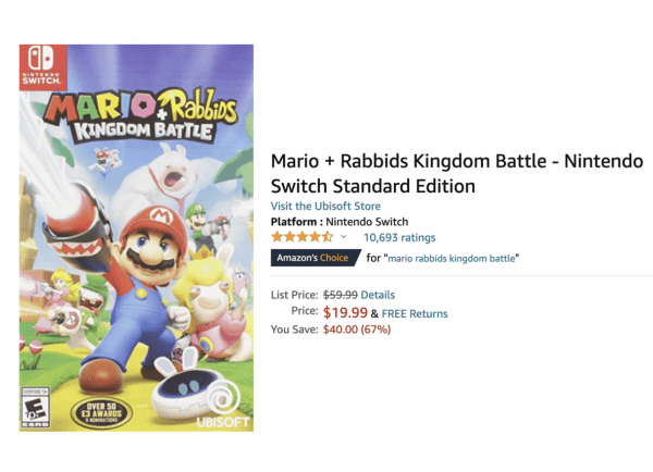 Mario Rabbids Kingdom Battle Nintendo Switch Game $19.99!