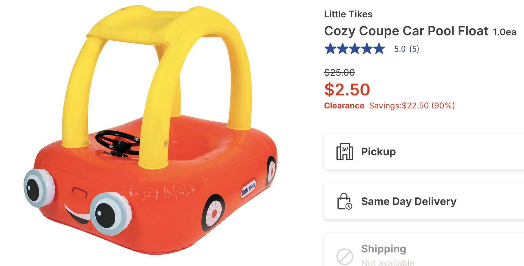 Little Tikes Cozy Coupe Car Pool Float 90 PERCENT OFF!