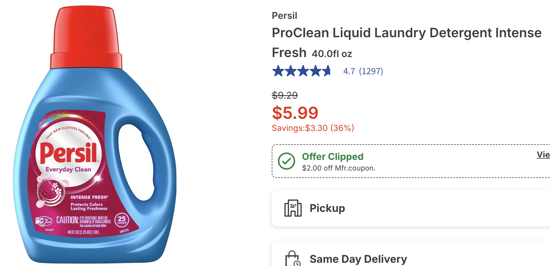 Percil ProClean Liquid Laundry Detergent! Double Discount!