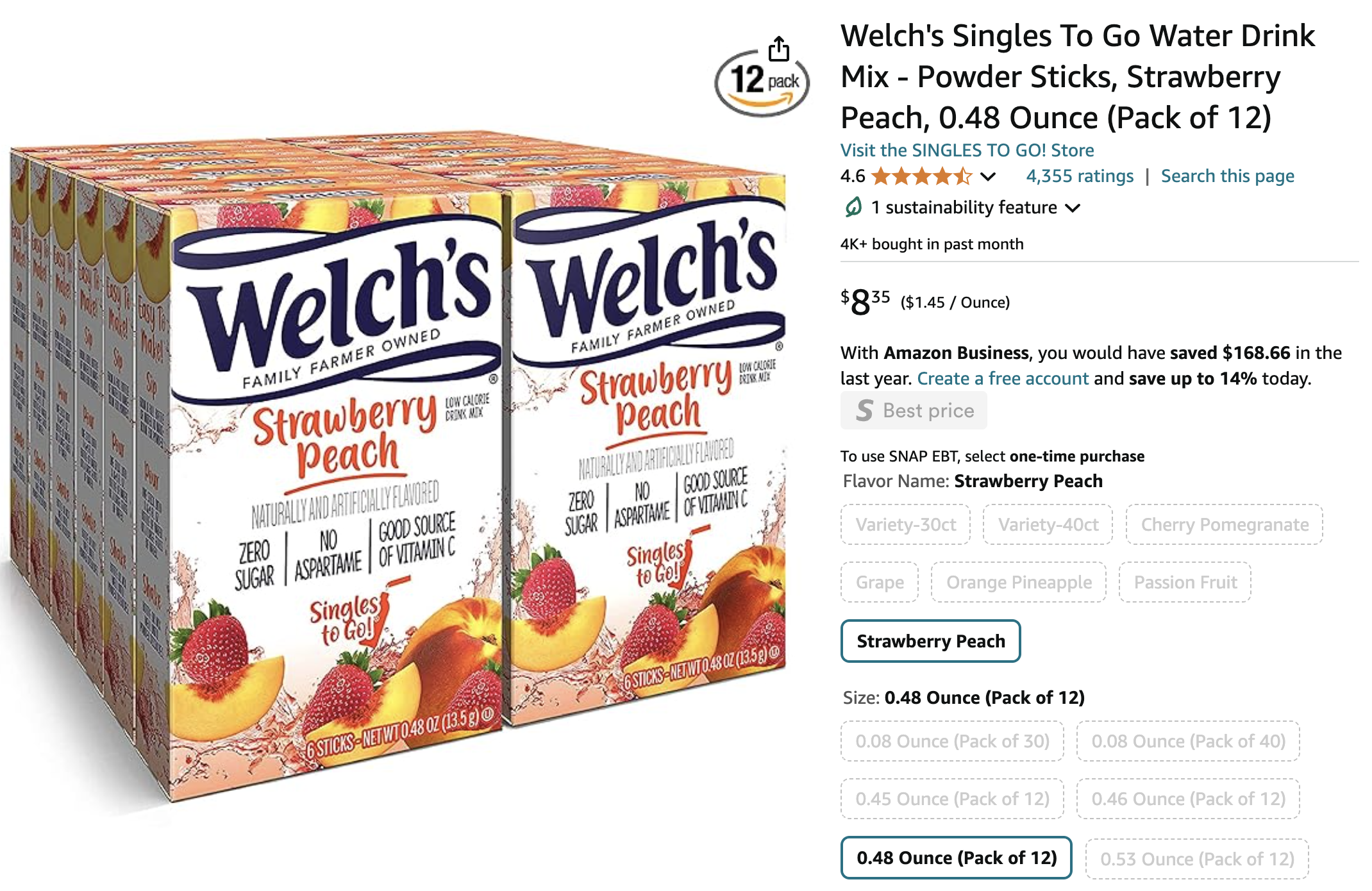 Welch’s Singles To Go Strawberry Peach Water Drink Mix – Best Price!