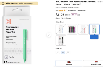 Staples Permanent Green Markers