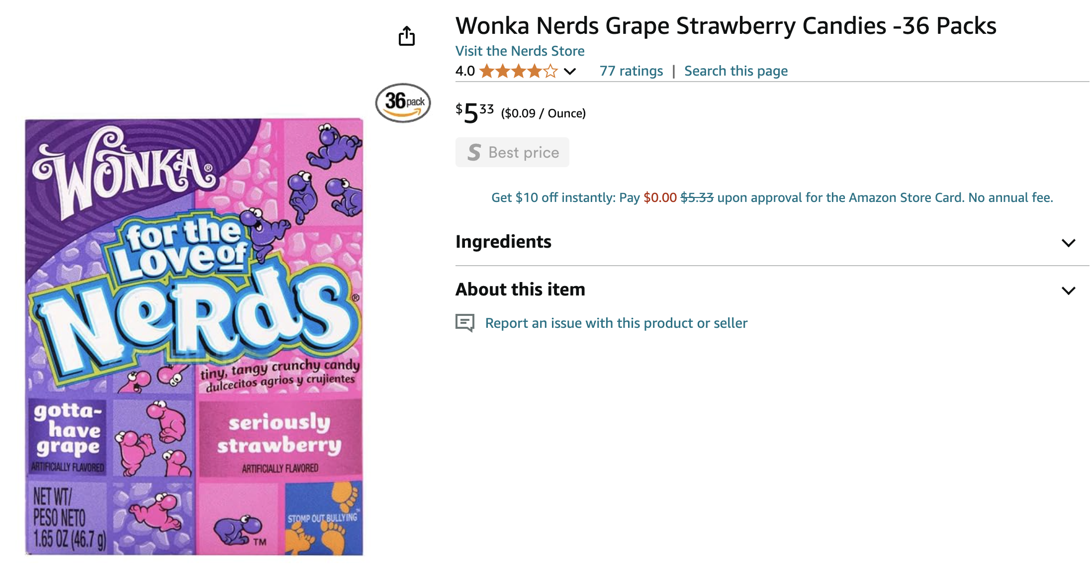 Wonka Nerds Grape Strawberry Candies 36 Packs Price Error