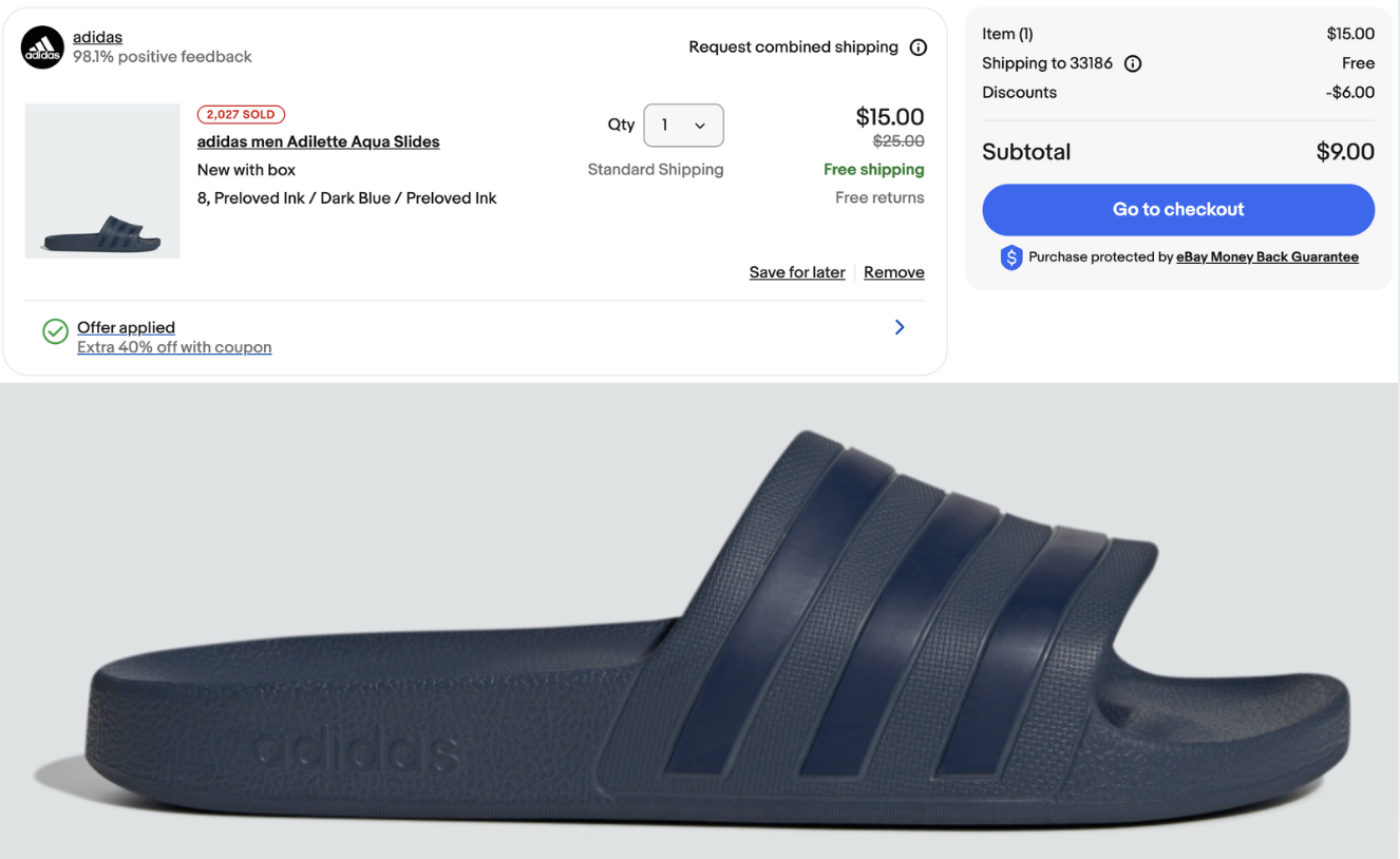 Adidas Slides ONLY $9 with Code!