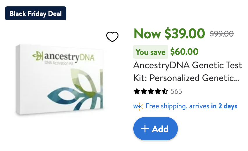 AncestryDNA Genetic Test Kit ON SALE NOW AT WALMART! Screen Shot 2024 11 27 At 10.38.16 Am
