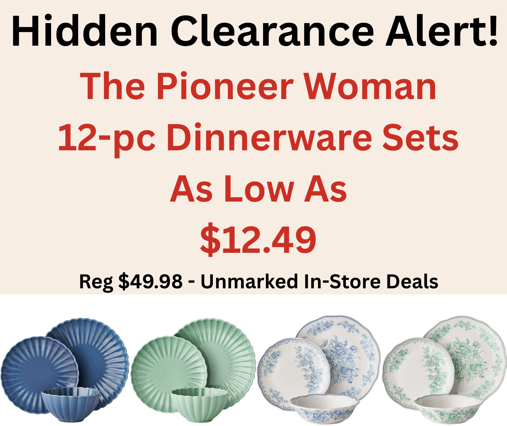 The Pioneer Woman 12-Piece Dinnerware Sets As Low As $12.49