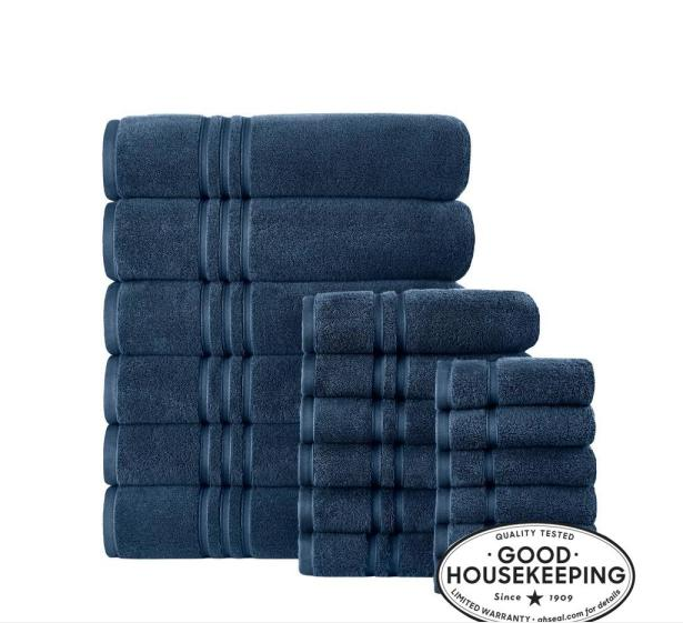 Turkish Navy Cotton Ultra Soft 18-Piece Bath Towel Set Special Buy Today Only!