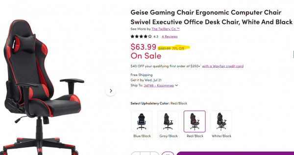 Gaming Chair Ergonomic Computer Chair HUGE PRICE DROP!