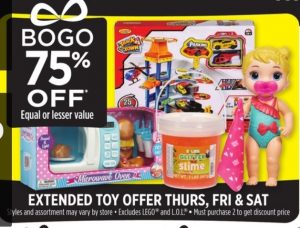 Toys Buy One Get One 75% Off!
