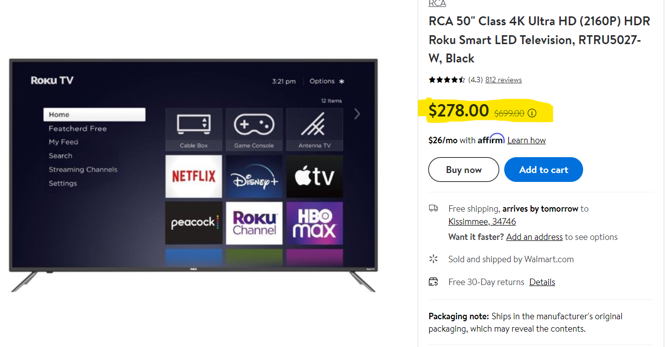Huge Savings On A 50 Inch Tv At Walmart
