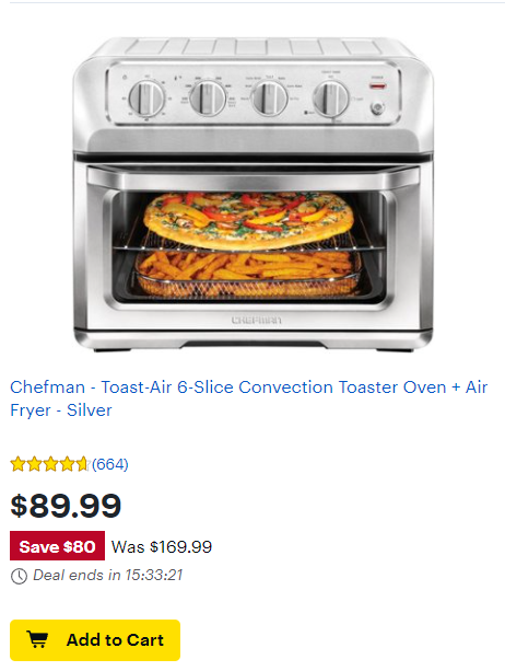 6-slice Convection Toaster Oven + Air Fryer Huge Price Drop Today Only!