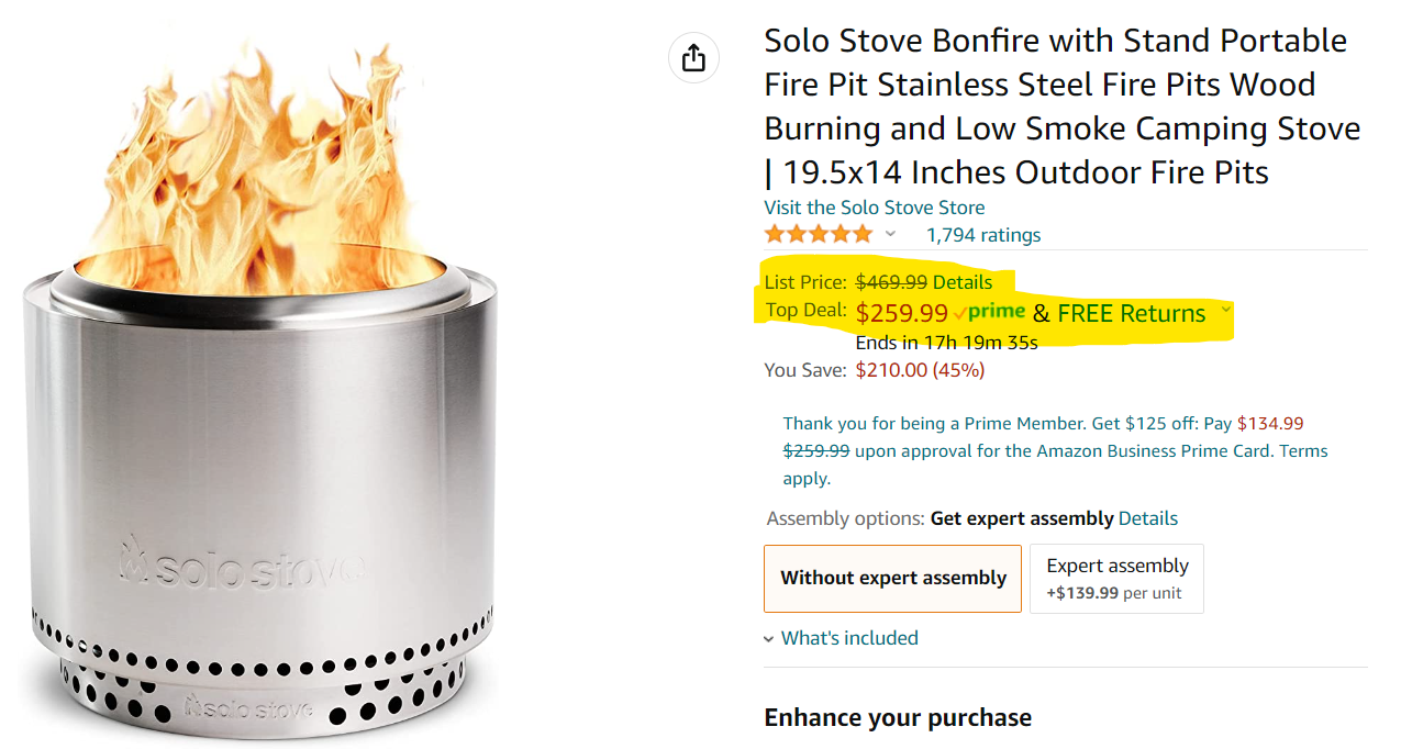 Solo Stove Bonfire With Stand Portable Fire Pit Today Only Price Drop!