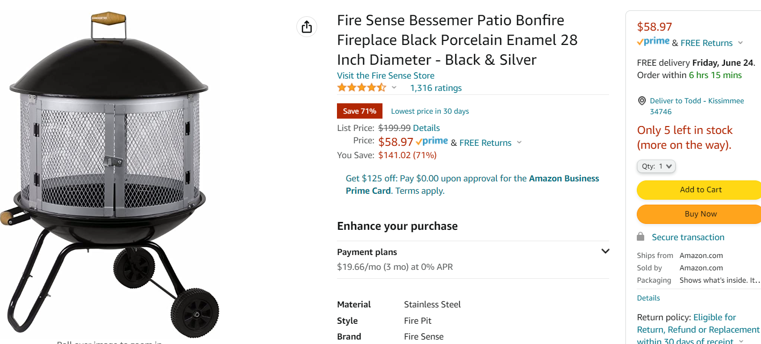Patio Bonfire Fireplace Insane Price Drop