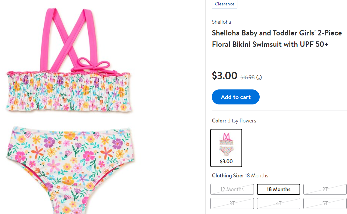 Toddler Swimsuits From $3.00 On Walmart. Many Styles