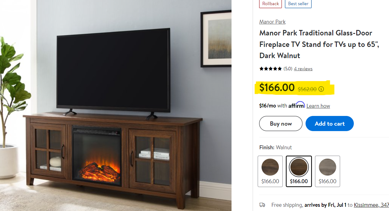Fire Place Tv Stand On Clearance!