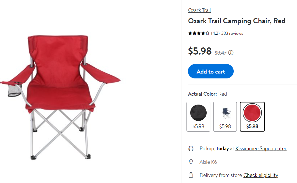 Ozark Trail Camping Chair Price Drop Only $5.98 At Walmart!