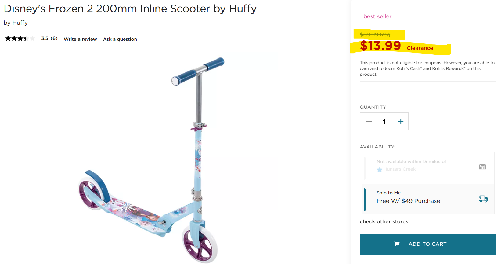 Disney’s Frozen 2 Inline Scooter By Huffy Huge Price Drop!