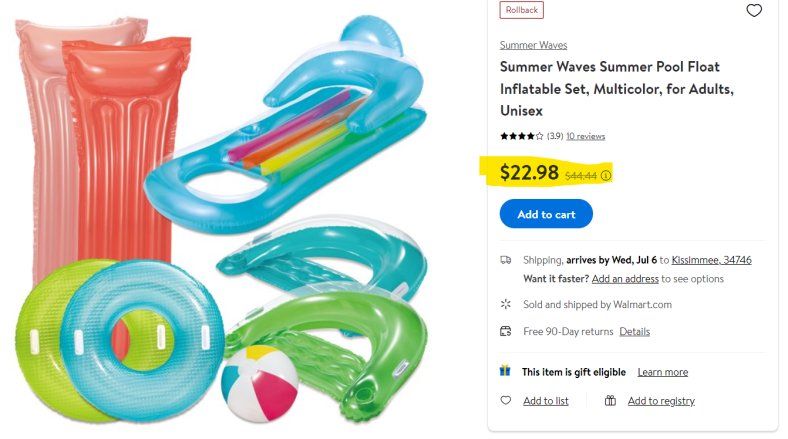 Summer Pool Float Inflatable Set Huge Price Drop!