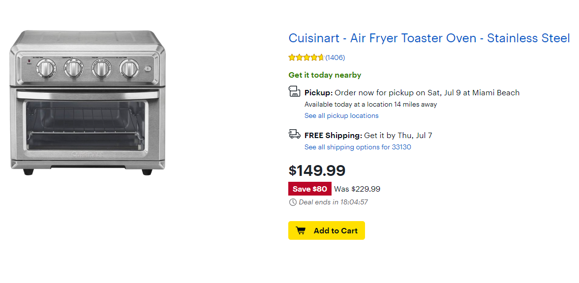 Cuisinart – Air Fryer Toaster Oven On Sale Today Only