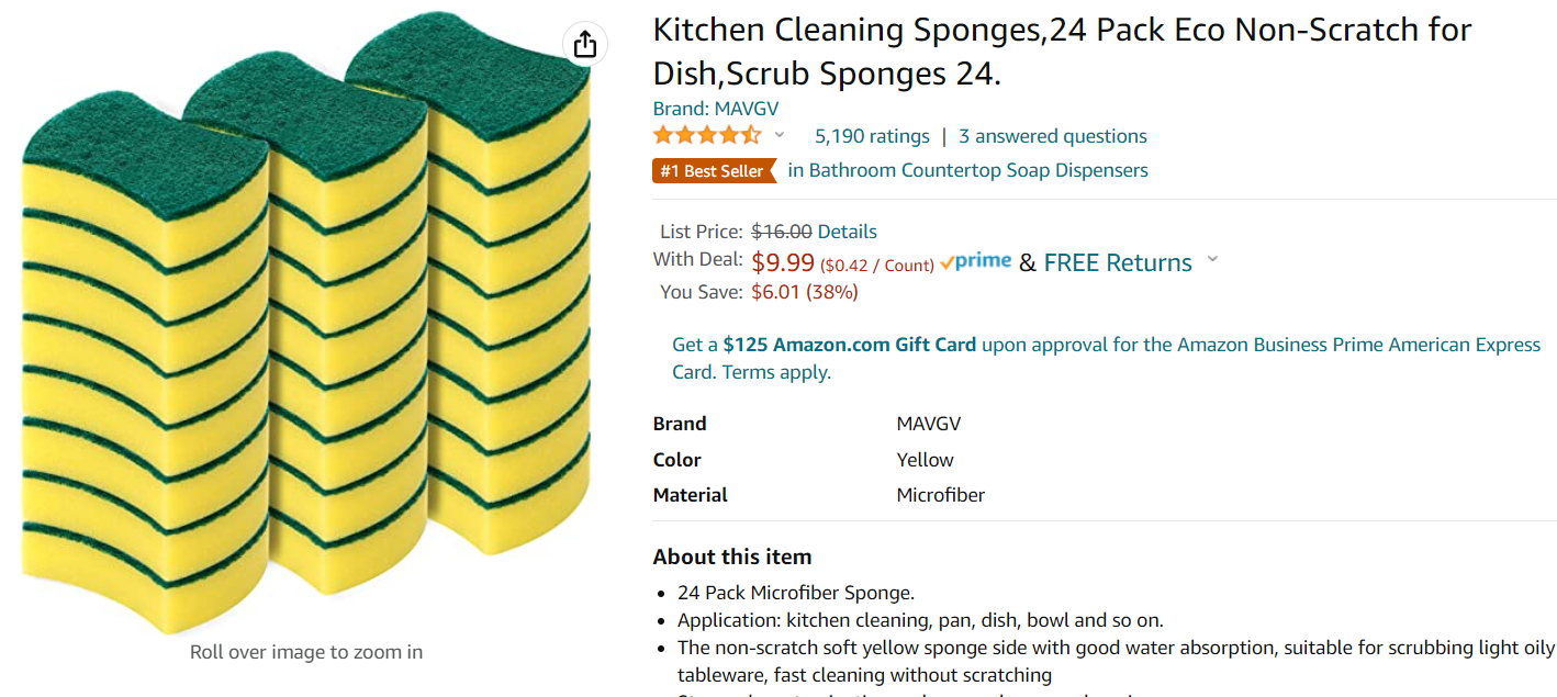 Kitchen Cleaning Sponges,24 Pack Only $9.99 Run!