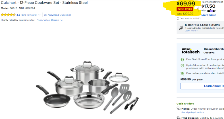 Cuisinart – 12-piece Cookware Set Massive Price Drop Today Only!