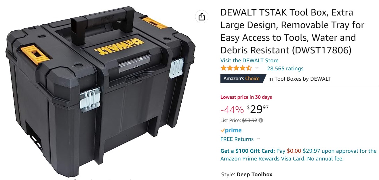 DEWALT Tool Box Lowest Price at Amazon