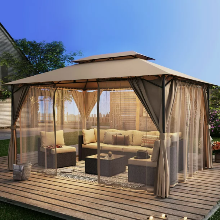 Screenshot 2023 05 22 at 07 45 38 LAUSAINT HOME 10x13 Outdoor Gazebo with Privacy Curtain Double Roof Canopy Khaki 10x13 Walmart.com