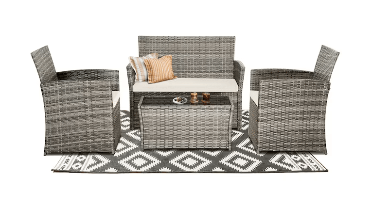 Screenshot 2023 12 31 at 13 23 35 FOREST HOME 5 Piece Wicker Patio Conversation Set with White Cushions in the Patio Conversation Sets department at Lowes.com