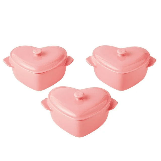 Screenshot 2024 02 10 at 13 27 52 3 Piece Pink Colored Mini Hearts Ceramic Baking Dish with Lid The Pioneer Woman 6.45   Walmart.com