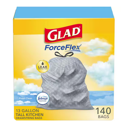 Screenshot 2024 03 07 at 10 37 58 Glad ForceFlex 13 Gal. Tall Kitchen Drawstring Fresh Clean Scent with Febreze Freshness Trash Bags (140 Count) – Home Depot Inventory Checker – BrickSeek