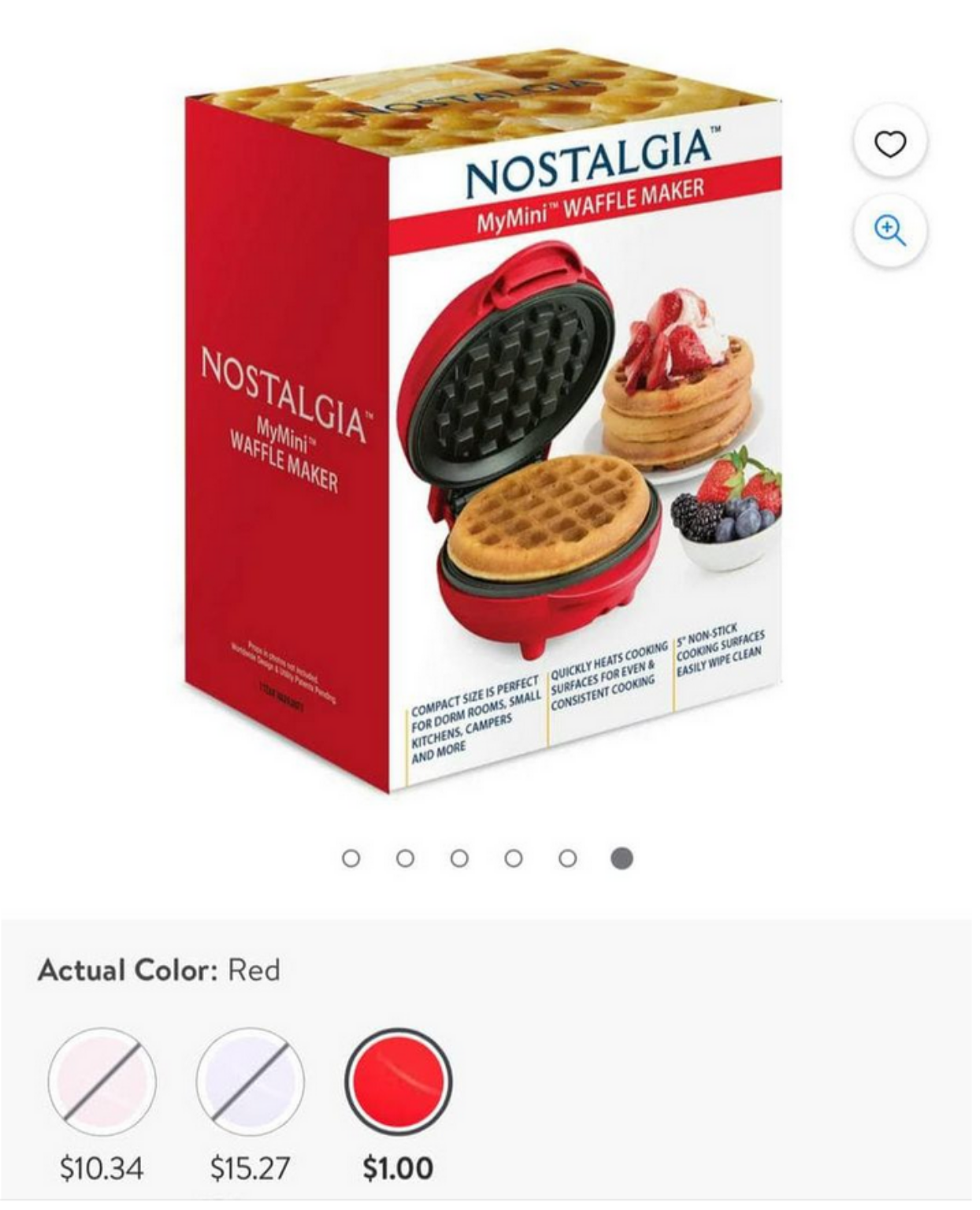 MyMini Red Waffle Maker ONLY $1!