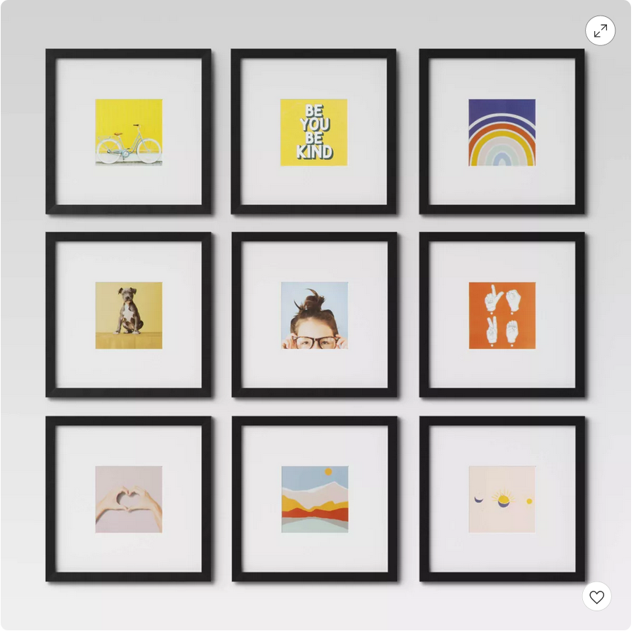 Screenshot 2024 04 15 at 12 08 56 Set of 9 Gallery Frame Set 10 x 10 Matted to 5 x 5 Black Room Essentials™