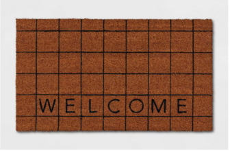 Screenshot 2024 04 29 at 10 21 24 1'4 x2'4 Welcome Grid Rectangular Outdoor Door Mat Black Room Essentials™
