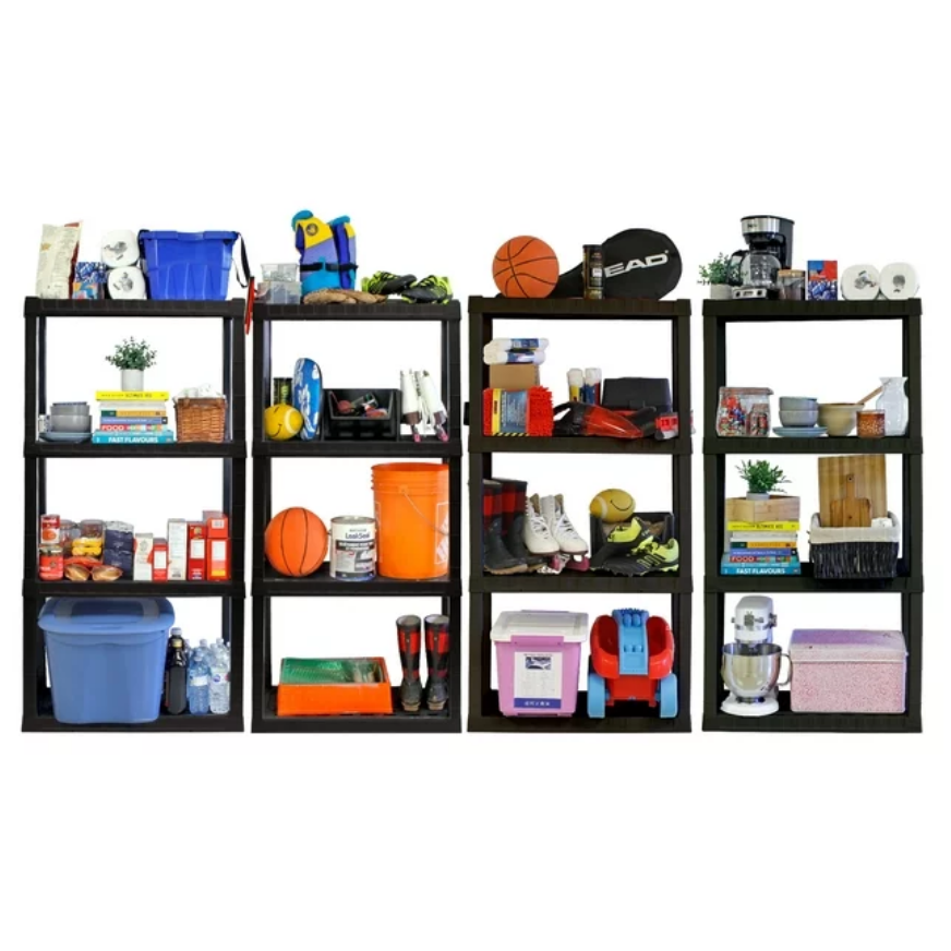 Screenshot 2024 05 15 at 10 42 42 Hyper Tough 4 Tier Shelving Unit W30 x D14 x H57 Multipurpose Home Storage Organizer Black Pack of 4 Walmart.com