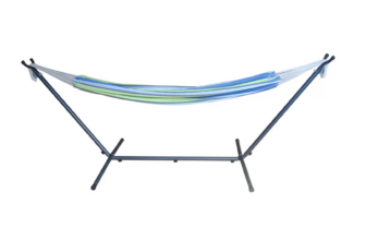 Screenshot 2024 05 21 at 08 36 40 Mainstays Blue Striped Hammock with Metal Stand Portable Carrying Case Blue Color Walmart.com