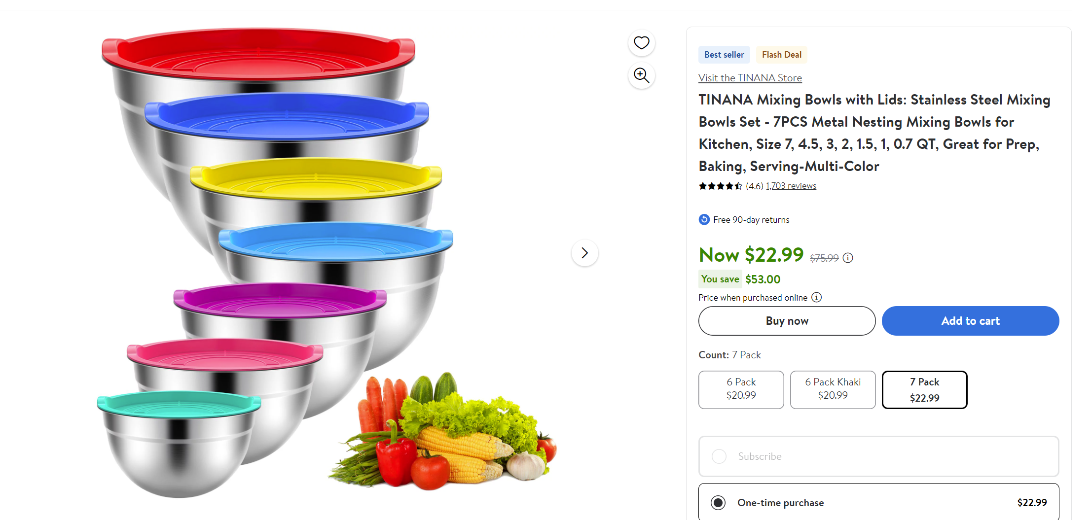 WALMART FLASH DEAL – Stainless Steel Mixing Bowls Set – 7PCS BIG PRICE DROP!