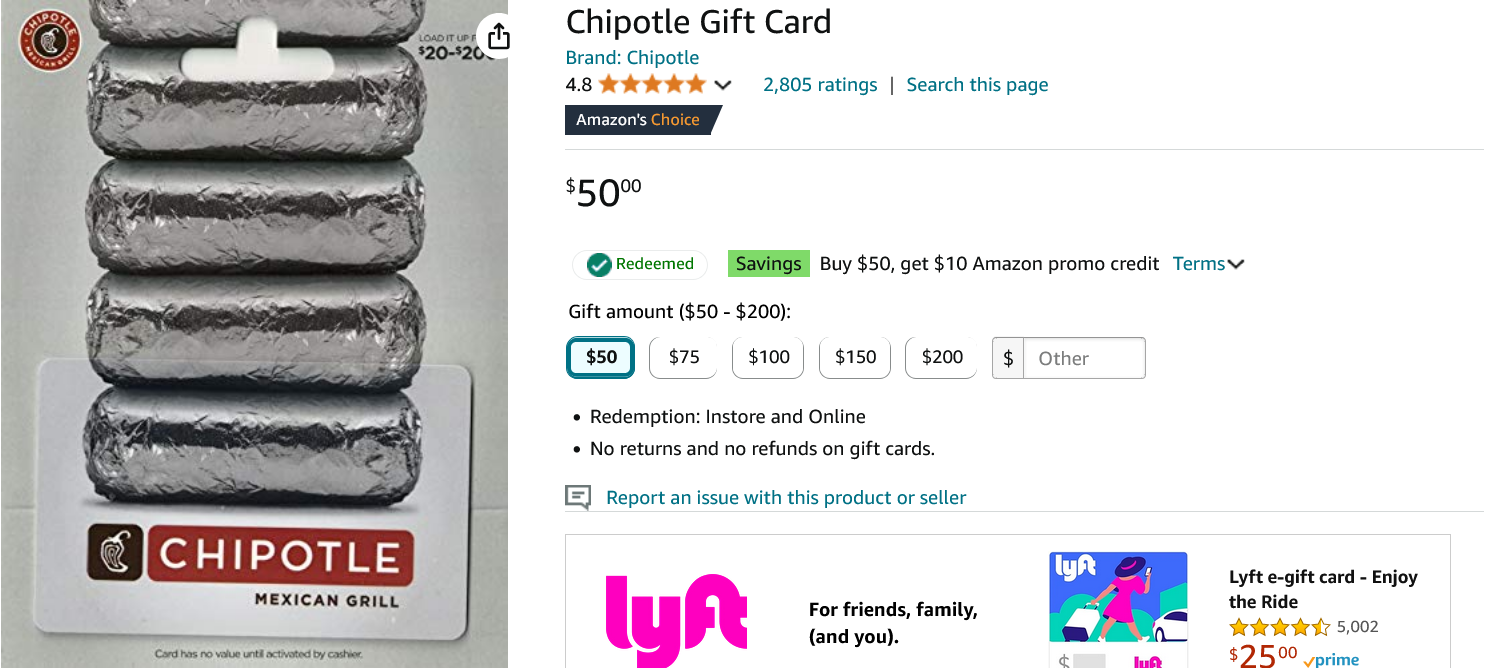 Screenshot 2024 07 17 at 09 07 03 Amazon.com Chipotle Gift Card Gift Cards