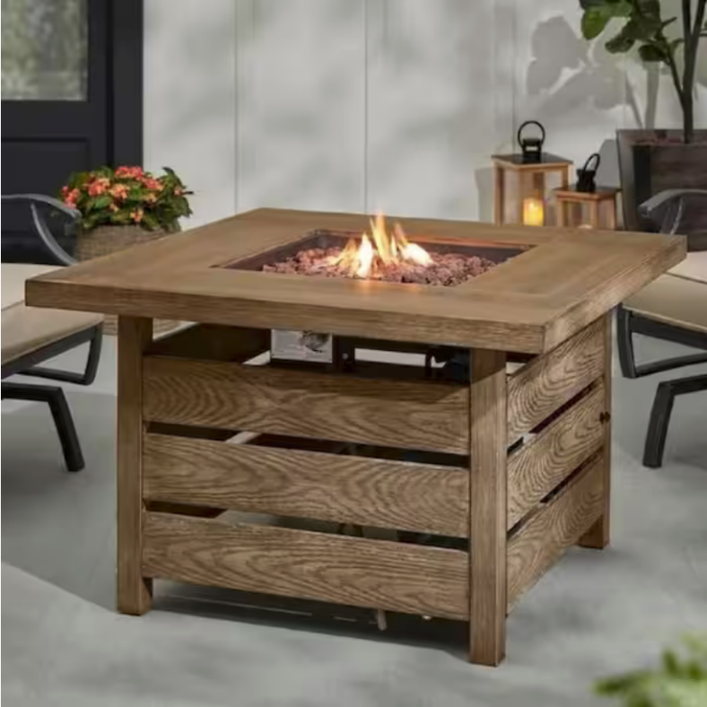 Screenshot 2024 07 25 at 09 49 38 Home Decorators Collection Summerfield 39.5 in. 25 in. Square Steel Brown Wood Look Top LP Gas Fire Pit 2364FP The Home Depot