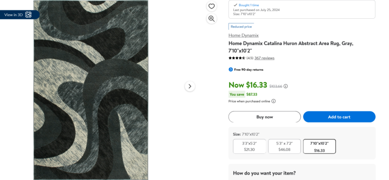 Screenshot 2024 07 25 at 20 55 46 Home Dynamix Catalina Huron Abstract Area Rug Gray 7'10 x10'2 Walmart.com